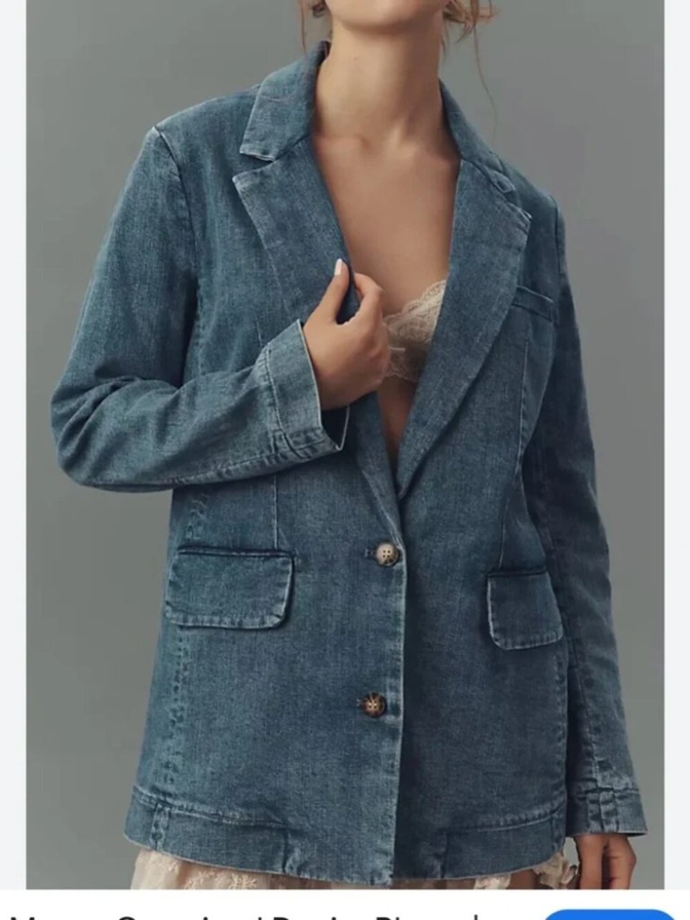 LIKE NEW! Maeve Anthropologie Oversized Denim Blazer Size Small